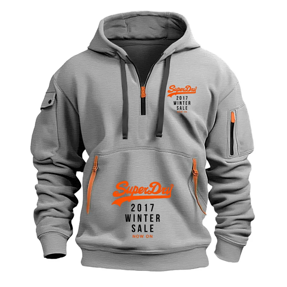 SUPERDRY العلامة التجارية الجديدة أزياء كبيرة الحجم متعددة جيب سستة الأدوات نمط الخريف والشتاء الشارع عارضة فضفاض الرجال الرياضة هوديي