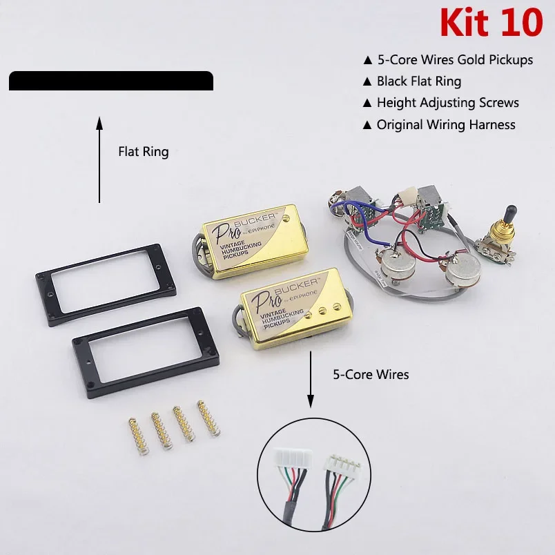 1 set originele echte Epi Standard PRO elektrische gitaar Alnico humbucker pick-up nikkel / gouden cover