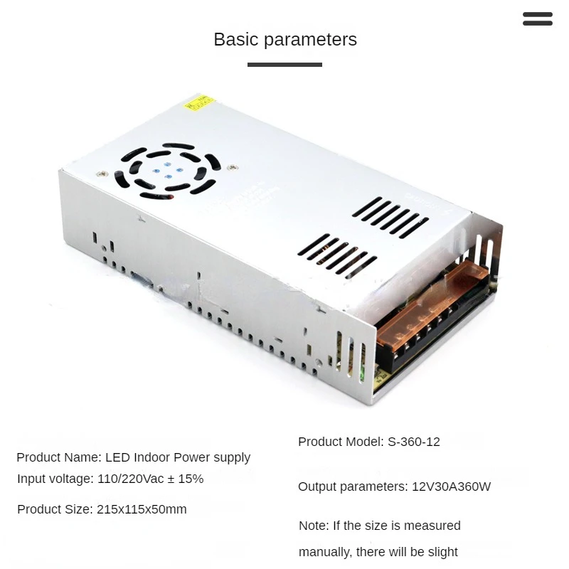 S-360-12 IP20 Constant voltage AC to DC 360w 12v 30A power supply switching dc regulated power supply 360w