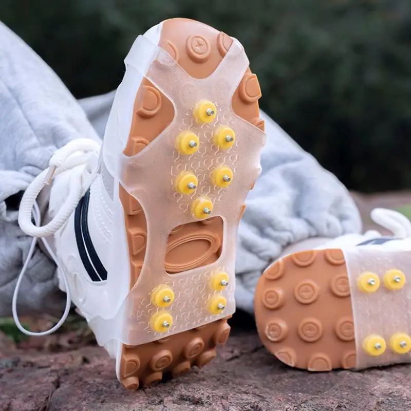 10 Studs Anti-Skid Snow Ice Climbing Shoes Cleats Thermo Plastic Elastomer Ice Claw Spikes Grips over Shoe Covers Crampons