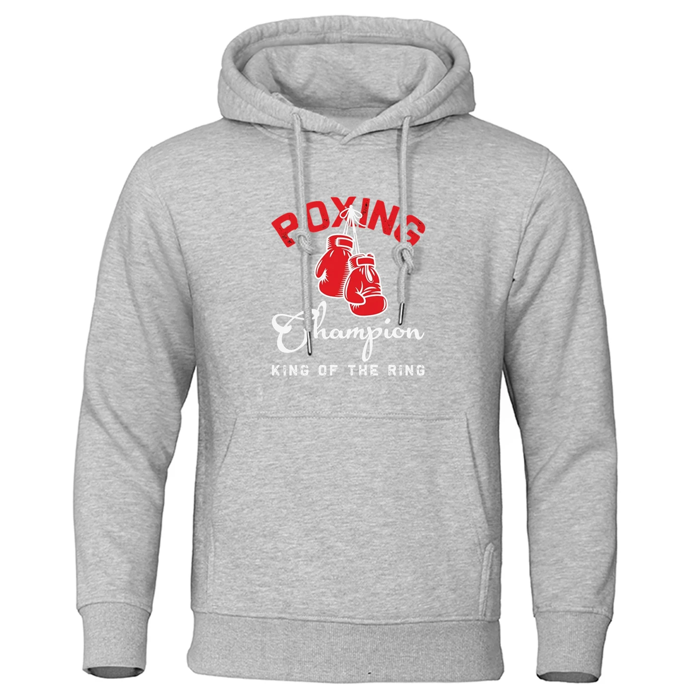 King of The Ring Boxing Champion GYM Drawstring Pullover Hooded Solid Color Hoodies Classic Custom Simple Style Coat