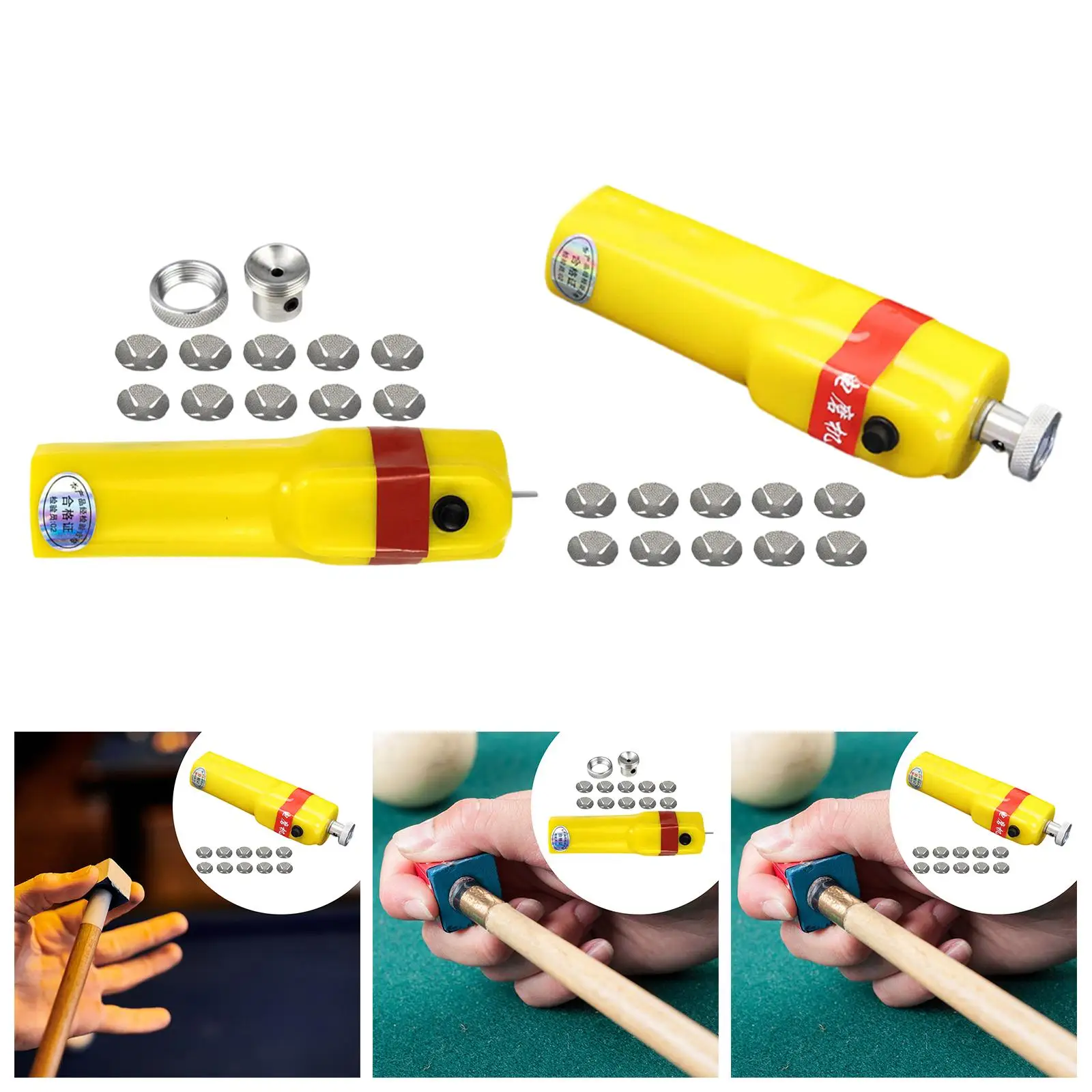Electric Pool Cue Tip Sander Set with 10 Replacement Pads Automatic Grinder