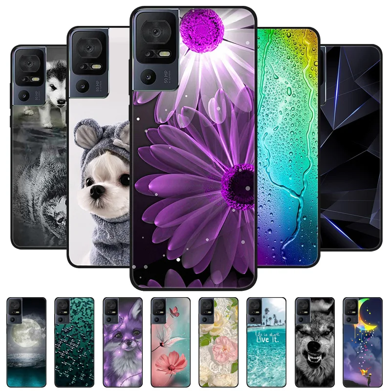 For TCL 40 SE Case TCL 40SE Black Cover Lion Wolf Silicone Soft Back Cases For TCL 40 SE Phone Case tcl40SE Protective Shell