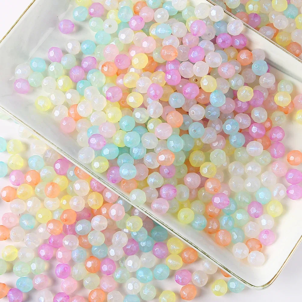 30pcs 10mm Faced Football Acrylic Mermaid Poreless Loose Beads Handmade DIY Phone Case Decorative Materials Jewelry Accessories