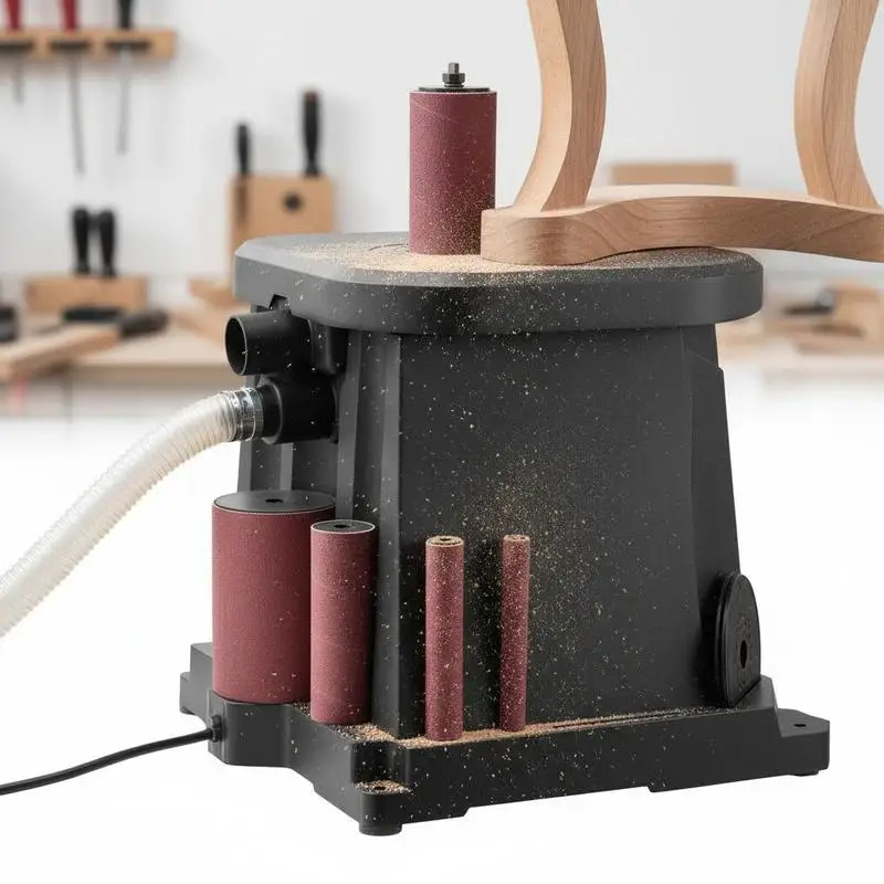 Wood Sanding Machine 18.1 x 15.6 x 15.6 Inch For Furniture Finishing Crafts Sanding DIY Woodworking 2000RPM Benchtop Oscillating 0.59 Inch Stroke 6 Sleeves Dust Connection Port Professional Woodworking Tool