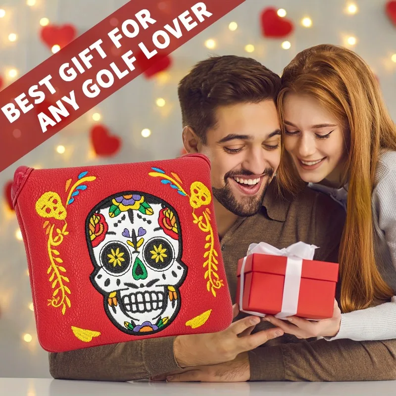 غطاء حماية لمضرب الجولف على شكل هيكل عظمي، تصميم للإغلاق المغناطيسي، خيارات حمراء/زرقاء، إكسسوارات أزياء الجولف، مقاومة للخدش #6