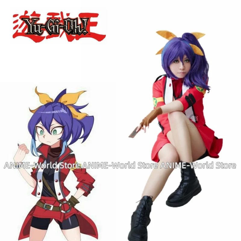 Yu-Gi-Oh Serena Selena Celina Red Coat+Shirt+Skirt Full Set Cosplay Costume Any Size Give Tiara