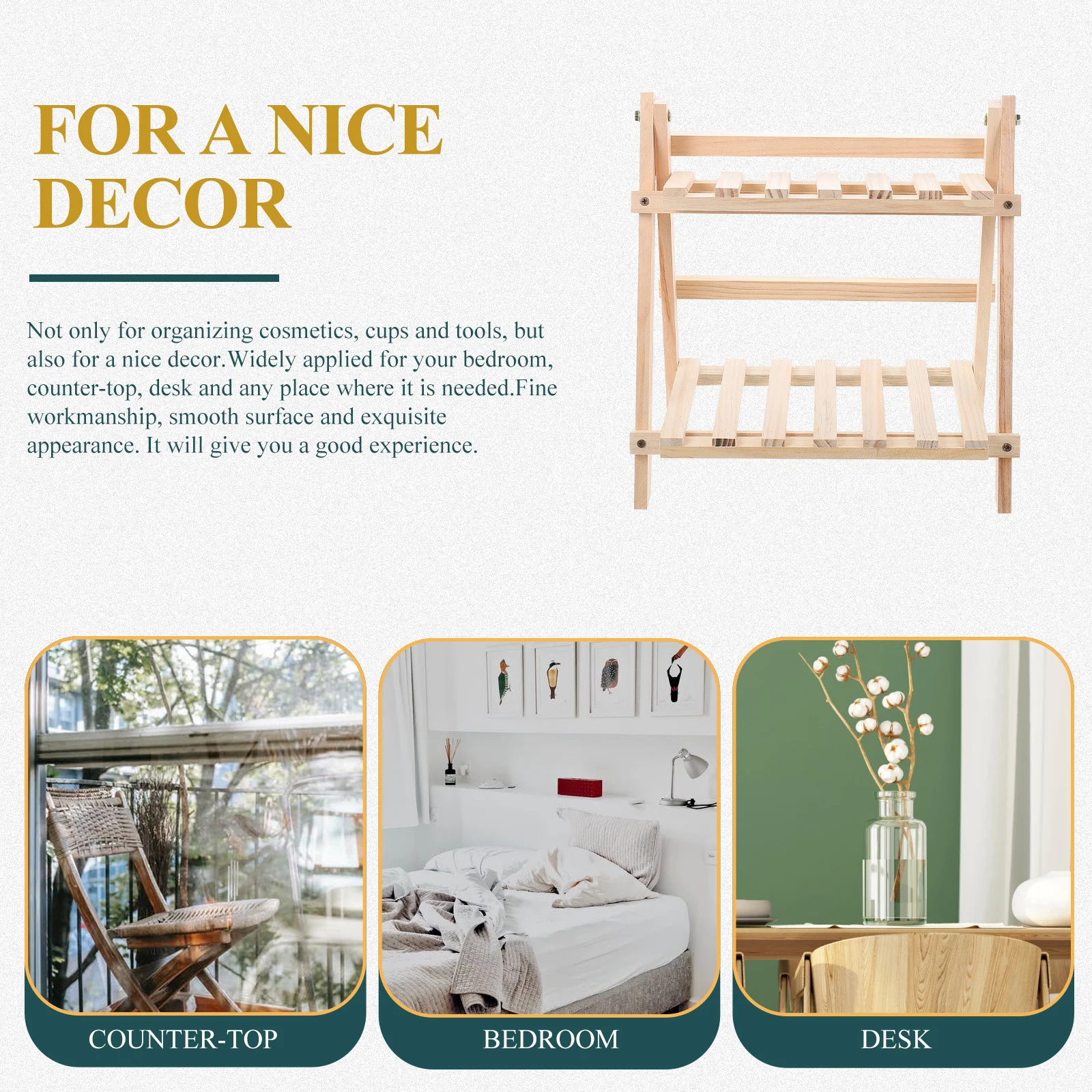 

Wooden 2-Tier Tray Desktop Storage Rack Organizer For Table Desk Sundries Stationery Holder Multi-Layer Wooden Desktop