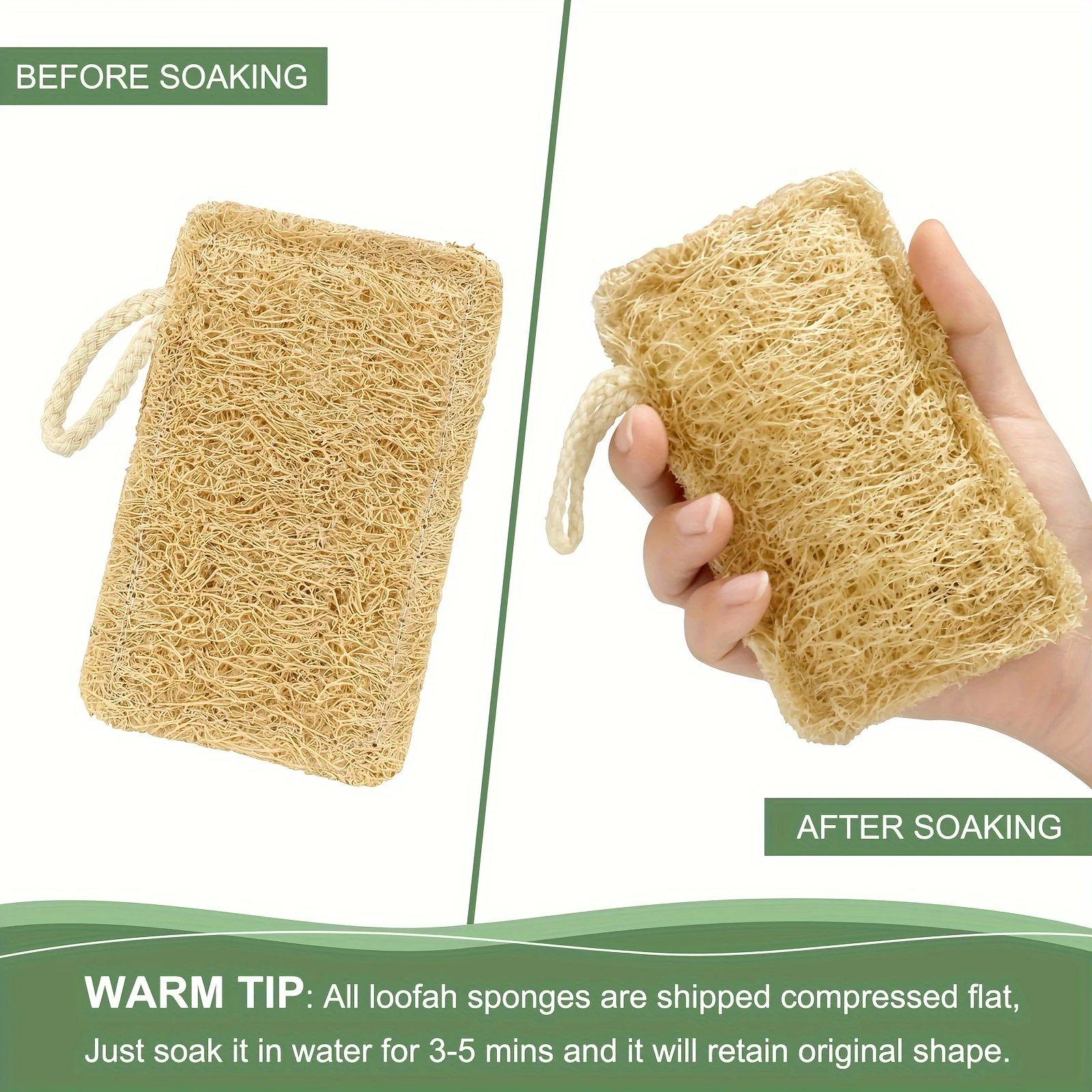 3pcs Loofah Sponges - Gentle Exfoliating Body & Back Cleanser, Deep Cleaning for Shower, Bath, Bathroom, Kitchen