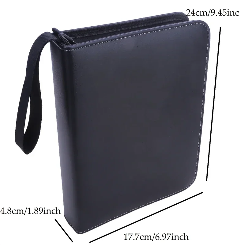 PU Leather 4 Pockets Game Card Book Card Side Loading Binder TCG Game Zipper Card Album Fixed Pockets Pages for MG/PKM/FOW/YGO