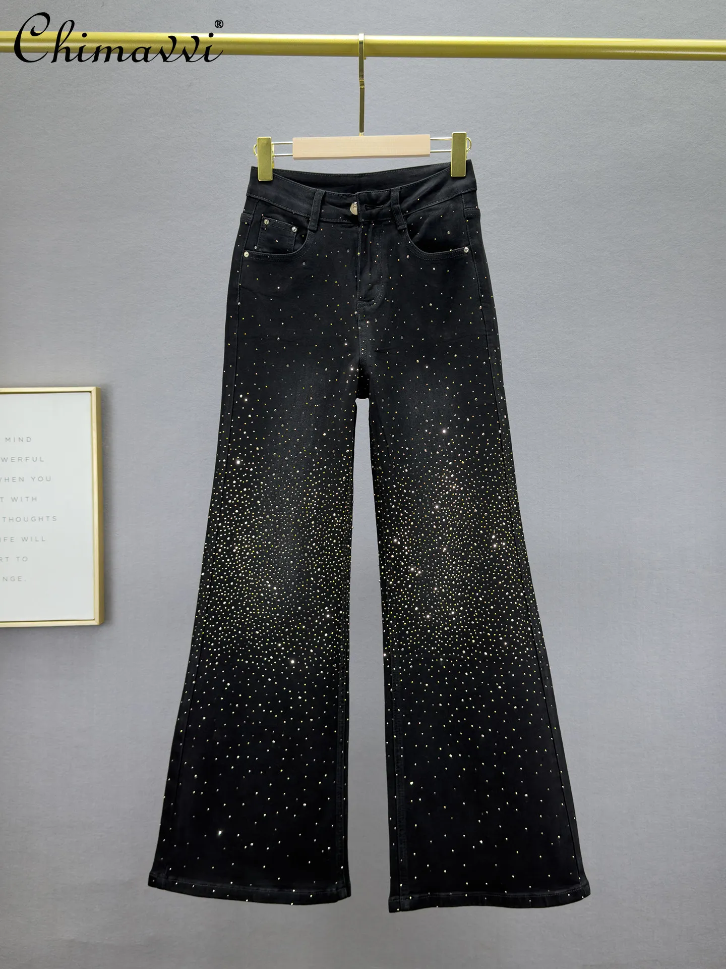 

Heavy Hot Diamond Jeans Women's Flared Pants 2026 Spring and Autumn New Fashion High Waist Slimming European Long Pants