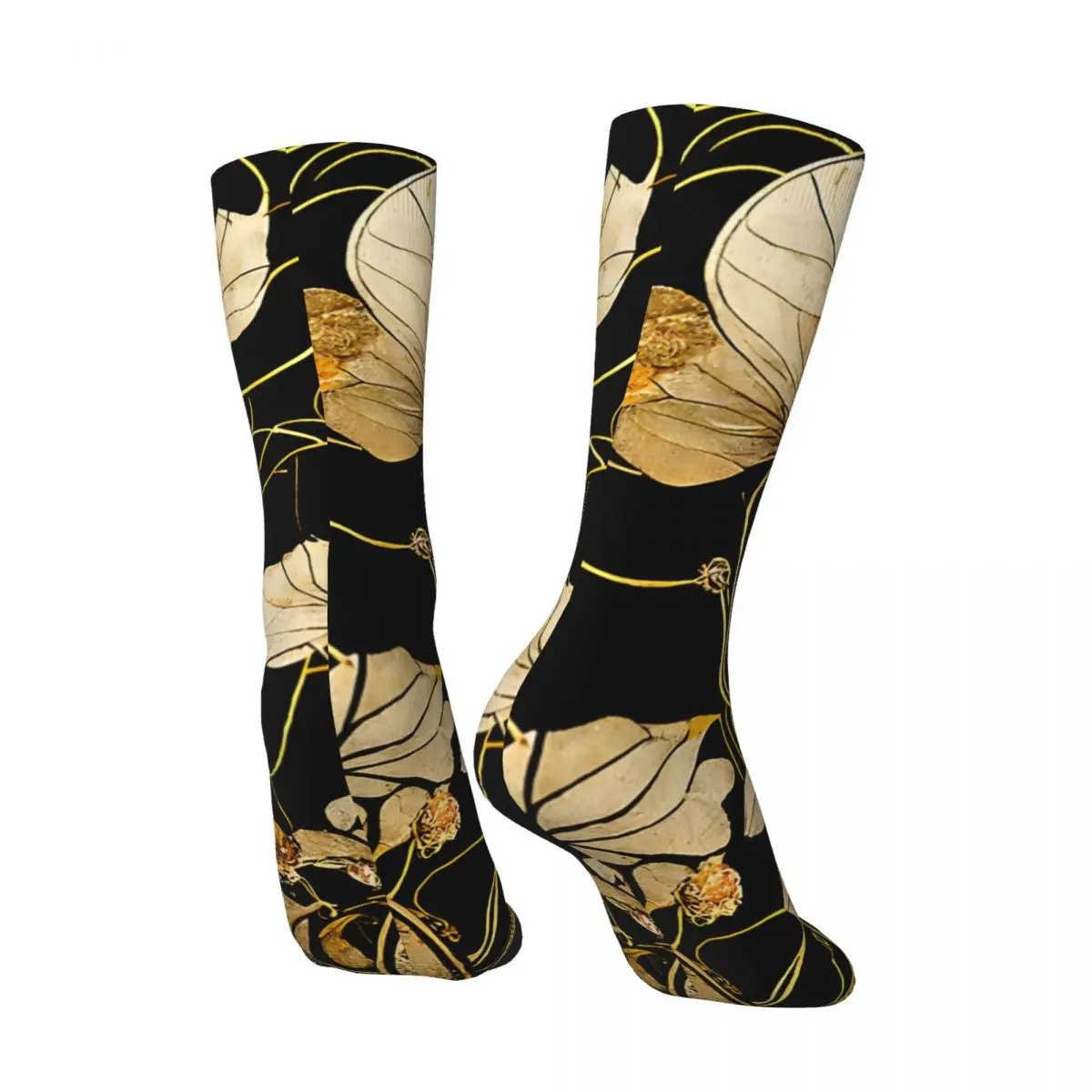 Retro Art Nouveau And Kintsugi Inspired Digital Design Men's compression Socks Unisex Harajuku Pattern Printed Novelty Crew Sock