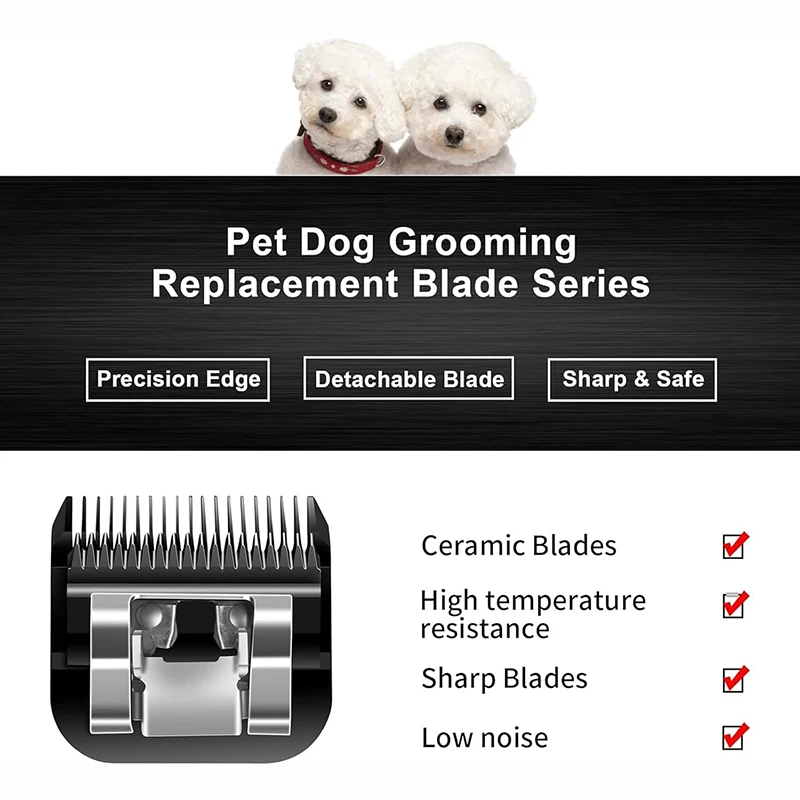 شفرة قص بديلة للحيوانات الأليفة قابلة للفصل من التيتانيوم الأسود لمعظم ماكينة قص سلسلة Andis وOster A5 وWahl KM10 4FC و5FC و7FC #5