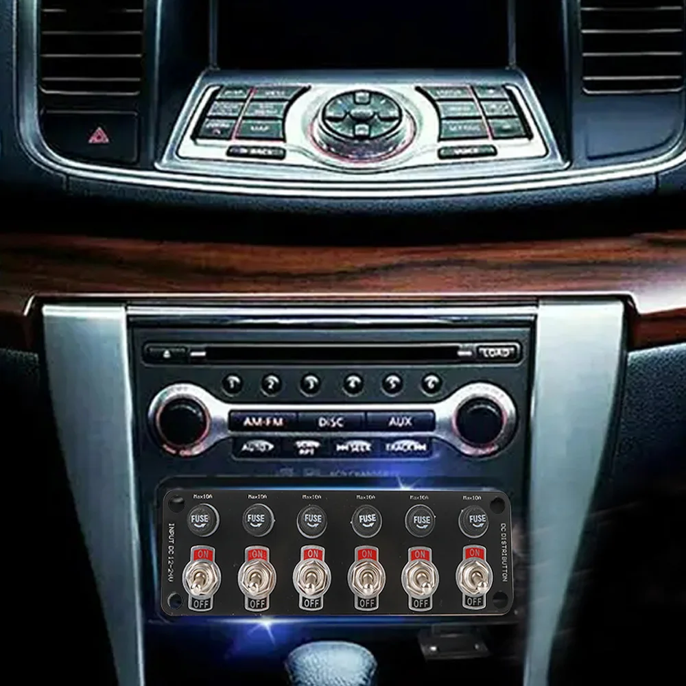 لسيارة RV شاحنة مقطورة سباق التخييم اليخوت البحرية 12 فولت 24 فولت 10A فيوز تشغيل/إيقاف الروك تبديل التبديل 6 عصابة تبديل لوحة التبديل #6