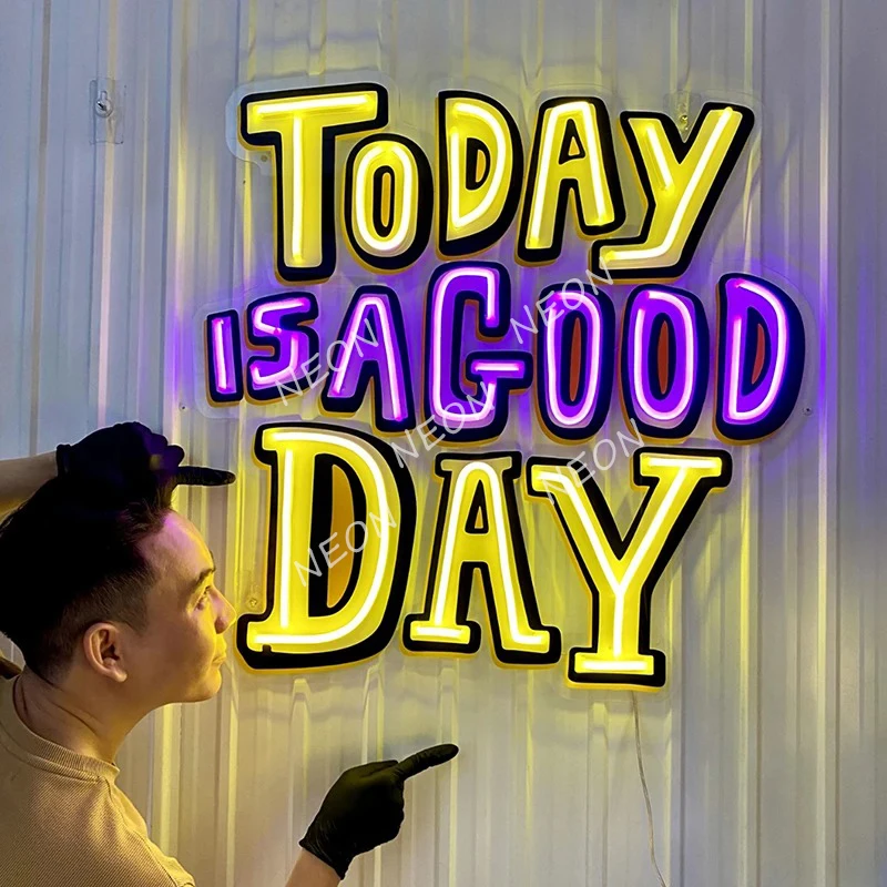 Today Is A Good Day Led Neon Sign for Coffee Bar Sweat Storefront Decor Neon Light Living Room Home Decoration Custom Neon Signs