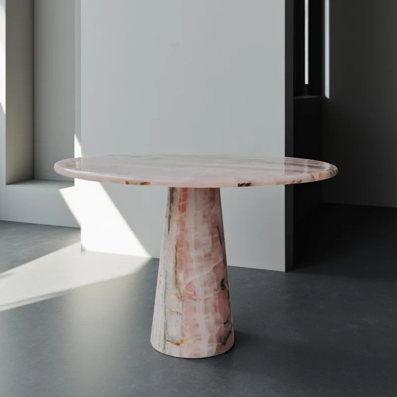 Panda powder jade natural jade home restaurant round dining table master design