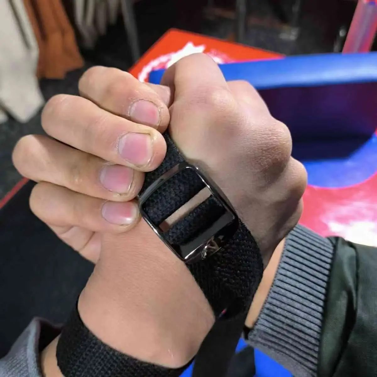 Image of Arm Wrestling Befestigungsgurt Handgelenk Handgriff Gürtel Daumen Pronation Power Krafttraining Greifer Trainer Metallschnalle Freies Schiff