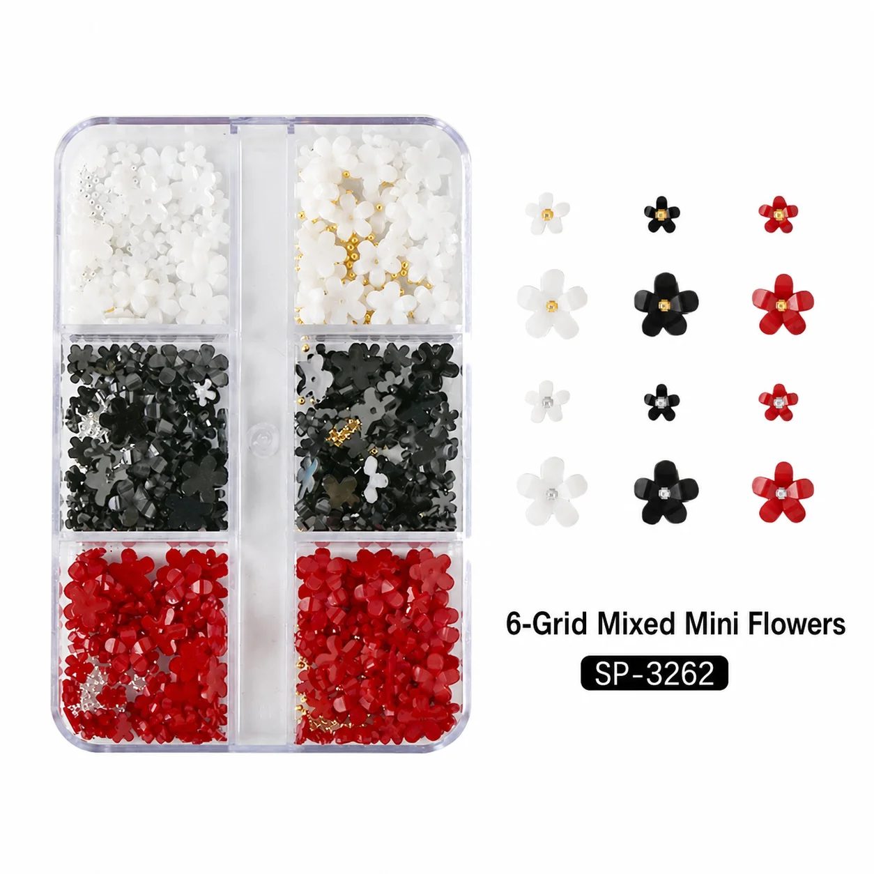 1 Boxes 3D Flower Nail Charms Set Colorful Acrylic Flower Nail Art Decoration Parts Caviar Beads for DIY Manicure Accessories