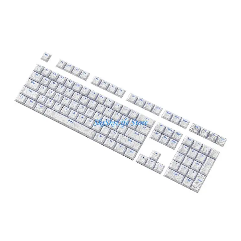 

E65E 108Keys PBT Dye Sublimation Keycaps Line Front Print Backlits keycaps Original Height Keycaps for Keyboards