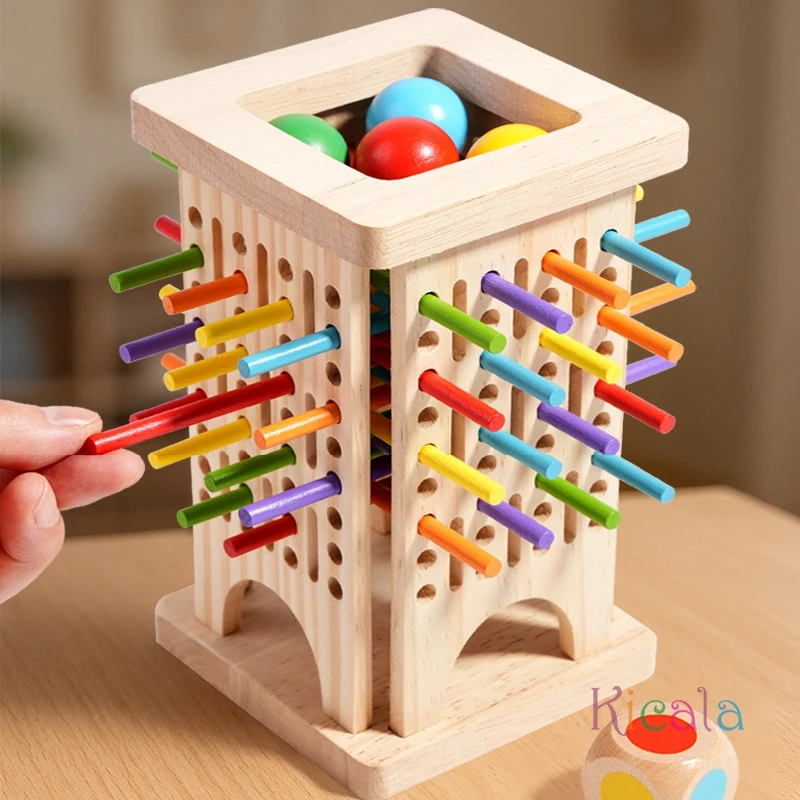 Gioco Montessori Gioco da tavolo in legno Bastone di legno Torre Giocattolo Sviluppo di dadi Bastone Conteggio Gioco da tavolo educativo matematico per bambini