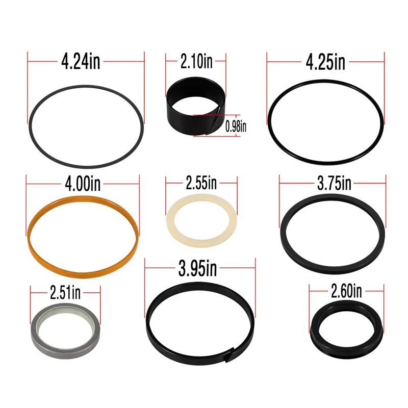 1543273C1/G109423/G105545 Hydraulic Cylinder Seal Kit (for Rod Size: 2\'\', Bore Size: 4\'\') & Case 450 455 1286 1450 1450 1550 Etc