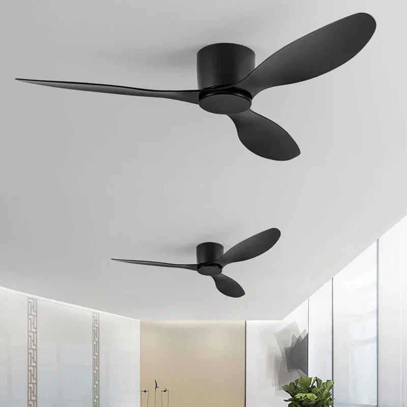 Modern Black White Low Floor DC Motor 35W Ceiling Fans With Remote Control Simple Ceiling Fan Without Light Home Fan 110V 220V