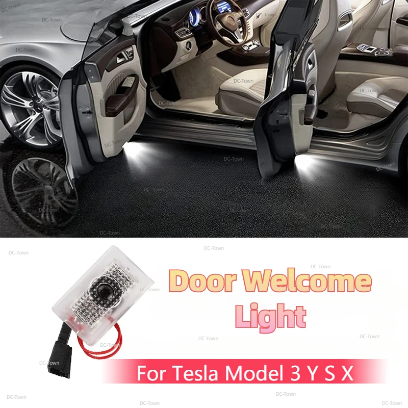 Door Welcome Light for Tesla Model 3 Y S X Auto Door Laser Projector Floor Welcome Decor Light Laser Emblem Lamp Car Accessories