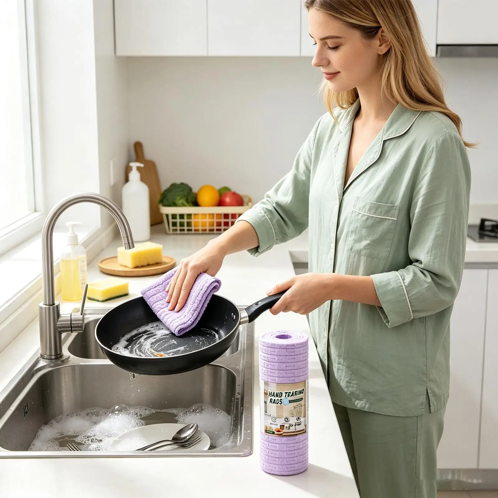 Cleaning Cloth Roll 20 Sheets Tear-off Dishcloths Aniti-scratch Cleaning Towels Absorbent Rags For Window Kitchen Home Glass