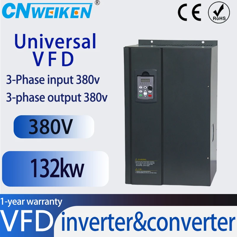 VFD Inverter 75KW/90KW/110KW/132kw Frequency Converter 380V Output Water pump or Fan motor speed Control VFD Converter