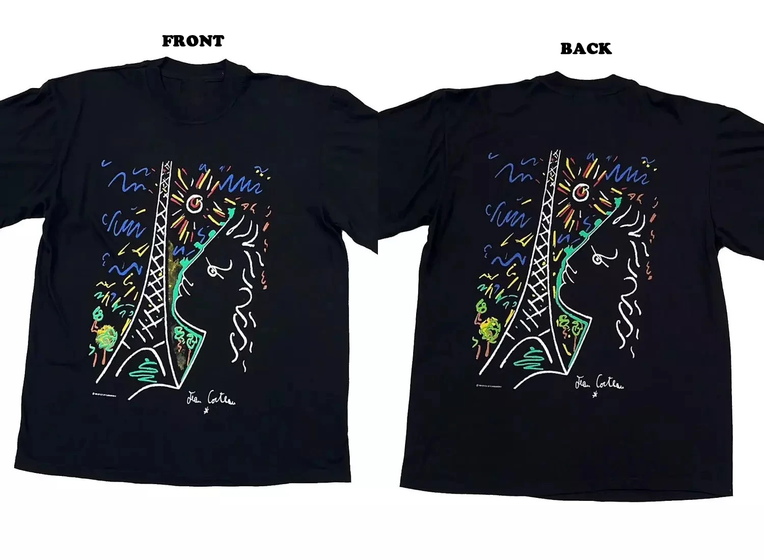 

2025 Summer Jean Cocteau 1994 90s Vintage Art Museum Flammarion T-shirt Printed Short Sleeve Cotton Round Neck T-shirt