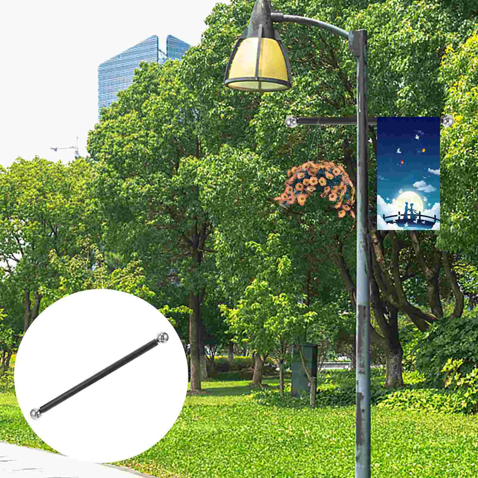 Garden Light Crossbar Post Outdoor Ornaments Lanterns Lamp Pole Flag Holder Wall