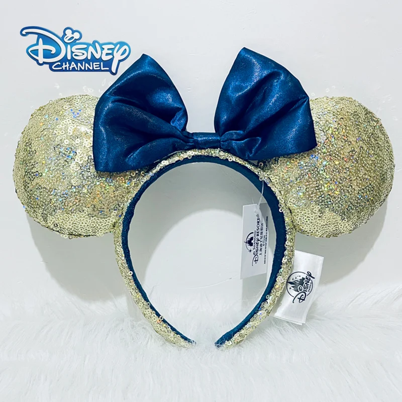 

2022 New Disney Gold Sequins Silk Headband Mickey Ear Adult Children's Paradise Sequins Plush Headband Hair Accessories Headwear