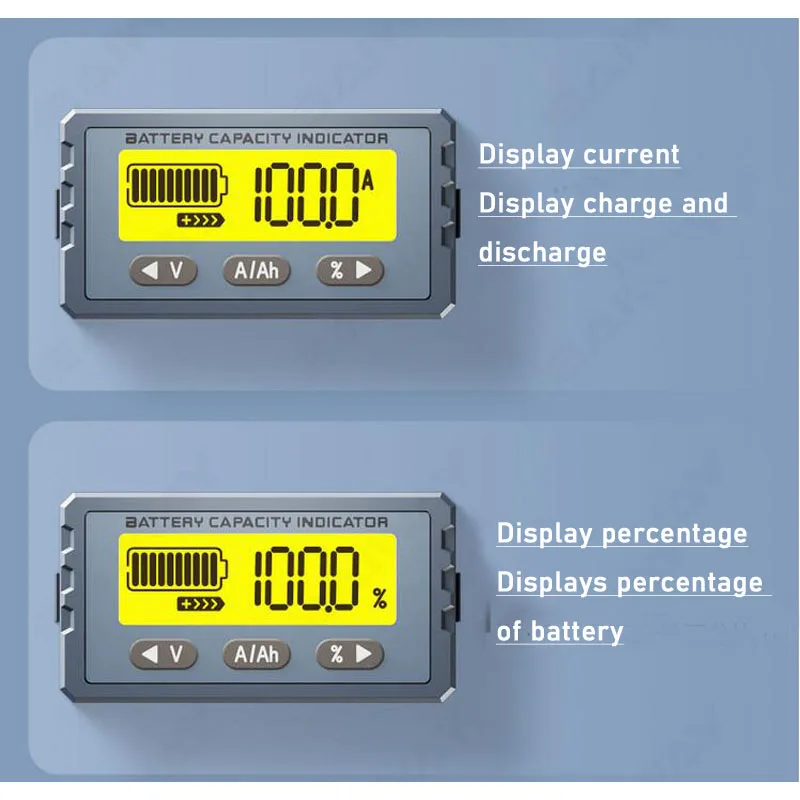 Imagem -04 - Verificador da Bateria de Lítio com Exposição do Poder da Capacidade Medidor do Coulomb Chumbo-ácido Lifepo4 Li-íon Bms 12v 24v 36v 48v 60v 50a 100a