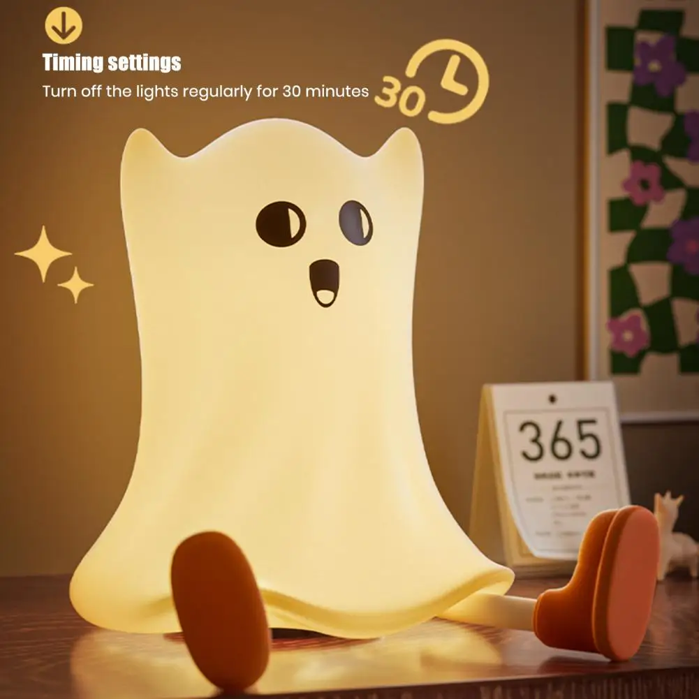 

Soft Glow Night Light Halloween Ghost Shaped Silicone Bedside Lamp with Touch Control Soft Glow for Water-resistant Decoration