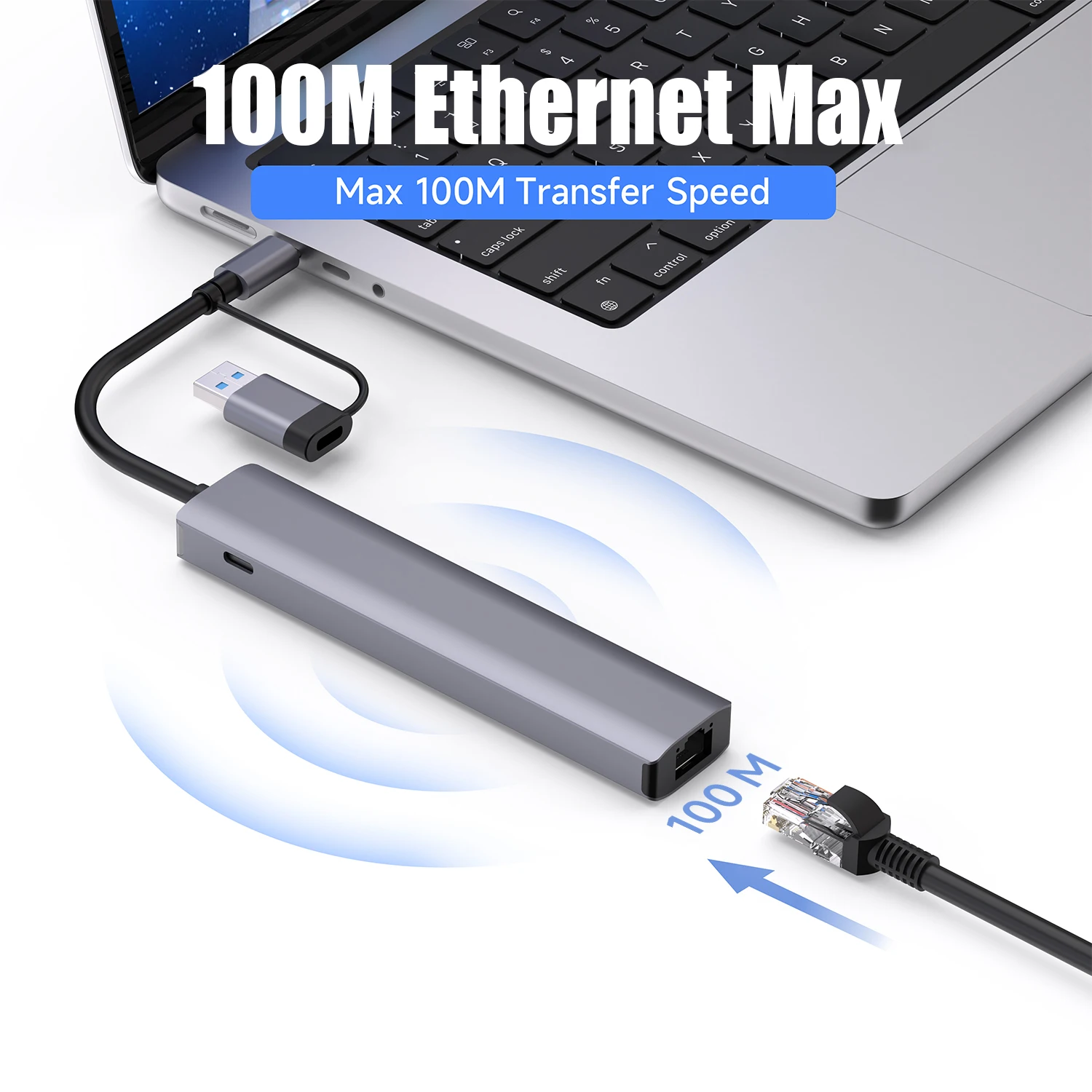 PC/노트북/MacBook Pro/Air/iMac/iPad 및 기타 장치용 USB 3.0 USB 2.0 포트가 있는 알루미늄 9 in 2 USB C 및 USB 허브