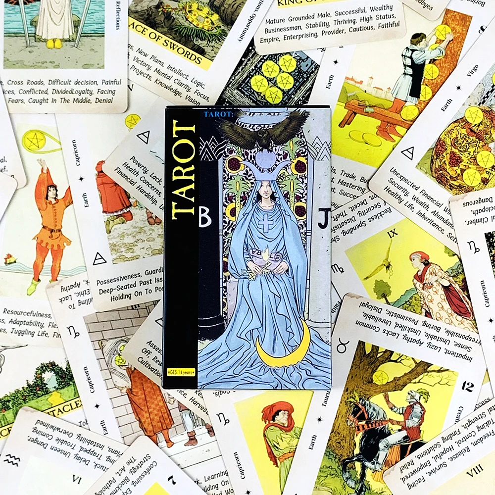 

Новые карты Таро, 78 шт., набор для предсказания судьбы, идеально подходит для семейных вечеринок, путешествий, медитации.