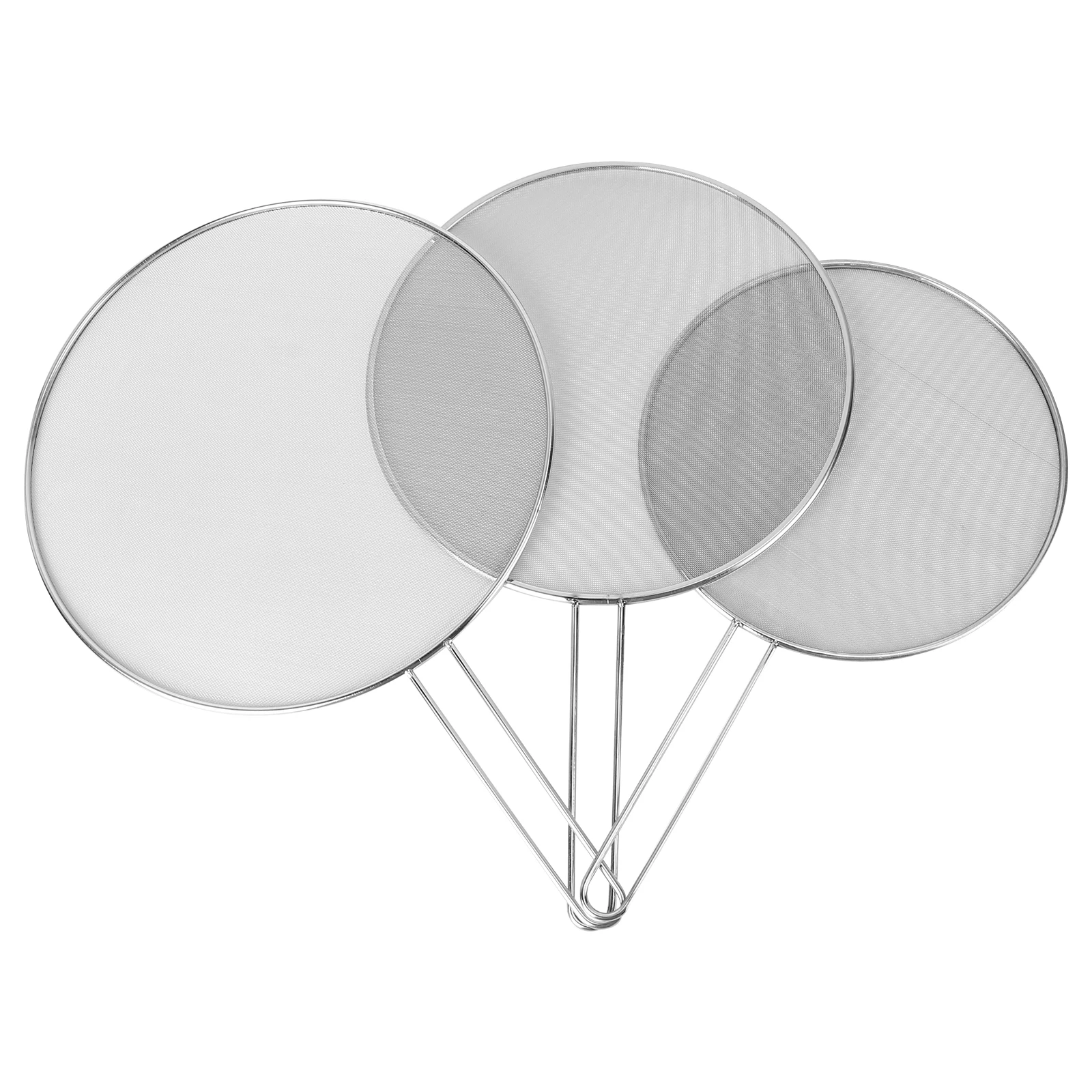 3 Buah Pelindung Anti Cipratan Stainless Steel, Saringan Jala untuk Panci, Wajan, dan Penggorengan dengan Gagang, Perlengkapan Dapur untuk Melindungi Saat Memasak