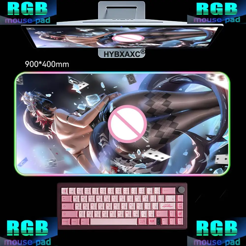 RGB Zenless Zone Zero Gaming Mice Mat HYBXAXC Computer Gamer Keyboard Cute HD Anime Mouse Pad Ellen Non-slip Office Desk Pad