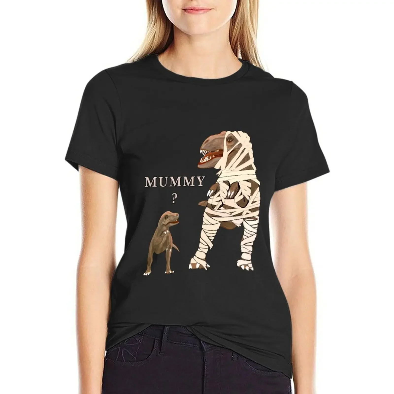 

Funny Mummy & Baby T-Rex Halloween Dinosaurs T-Shirt plus sizes Aesthetic clothing summer clothes Woman clothing