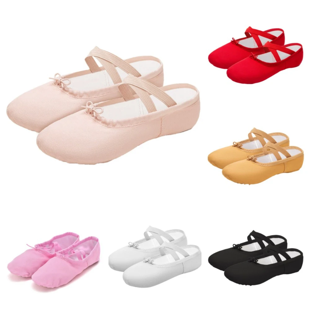الفتيات أحذية الباليه قماش شقة الباليه الرقص النعال أحذية الرقص للنساء الكبار أطفال الأطفال الكلاسيكية سبليت وحيد الجلود الناعمة #4