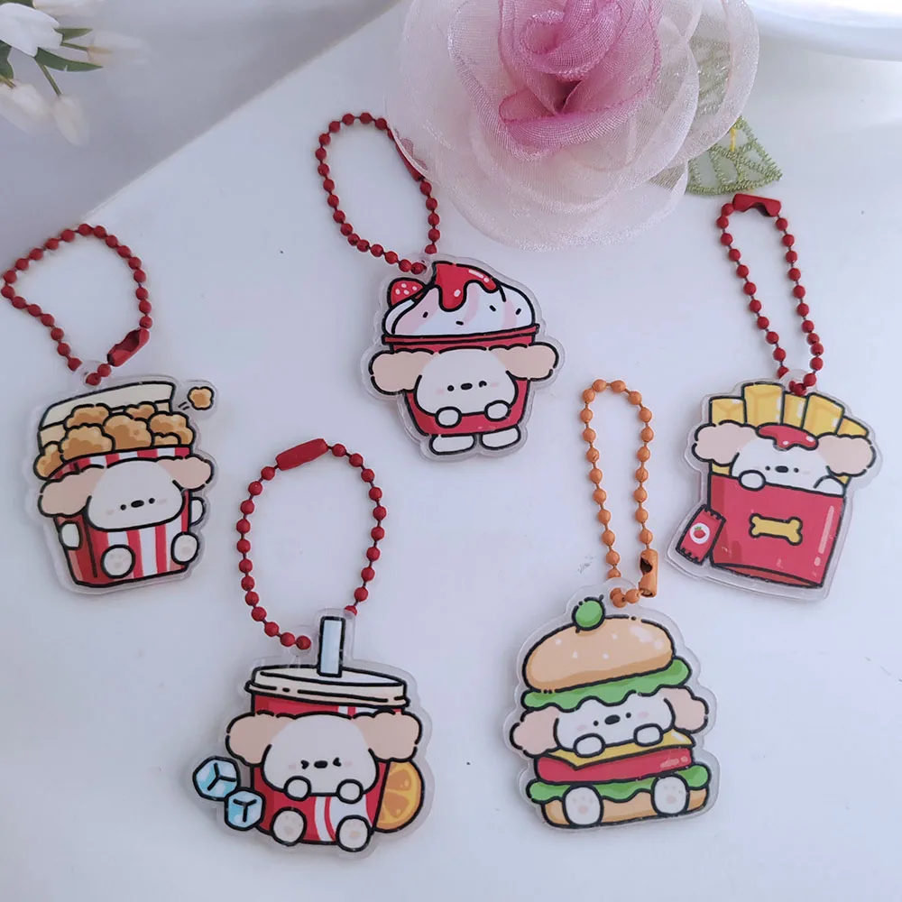 5pc Hot Sweetly Hamburger Chip Dog Bag Phone Chain Car Pendant KeyRing Souvenir Women Girls Party Favors Gift for Good Friend