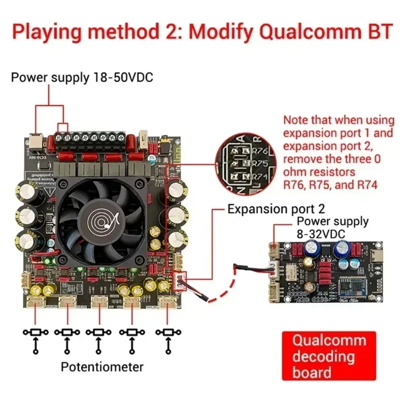 ZK-AS21P TPA3255*2 2.1 Channel Bluetooth Power Amplifier Board 300W+300W+600W High Power Low Noise Audio Power Amplifier Module