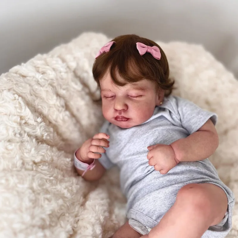 48CM Reborn Sleeping Baby Dolls Loulou Soft Cuddly Body Lifelike 3D Skin with Visible Veins Handmade Muñecas Bebe Reborn