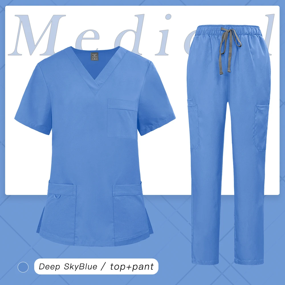 Lavável multicolorido anti rugas workwear hospital uniforme cirúrgico enfermeira esfrega conjunto feminino masculino acessórios de roupas de trabalho médico