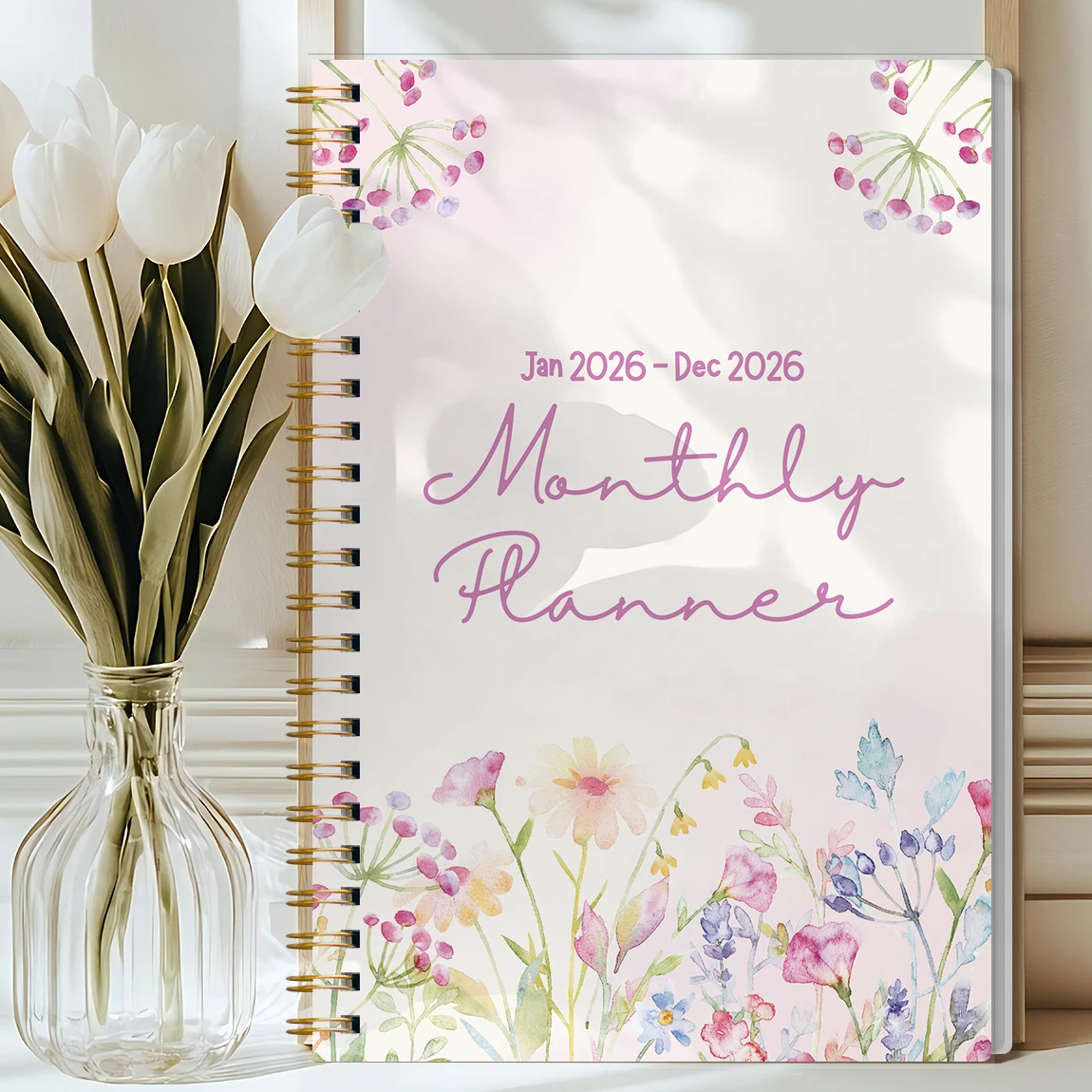 2026 A5 Monthly Planner,Floral Cover,Academic Agenda with Notes&To Do List,Perfect for Productivity,Time Management,Great Gift