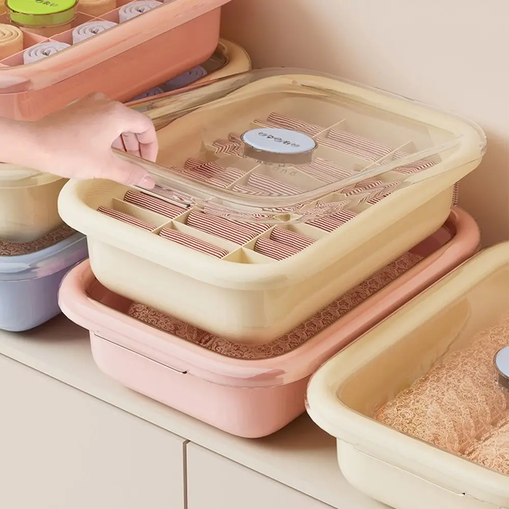 

Plastic Underwear Storage Box Moisture-proof Stackable Panties Socks Organizer Space Saving Dustproof Wardrobe Storage Box