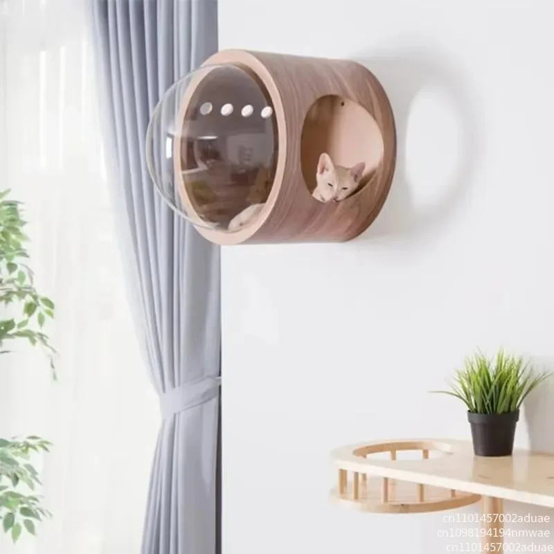 Space Capsule Cat Nest Fully Enclosed Hanging Wall Transparent Cover Cat Climbing Scratching Platform Animal Toy