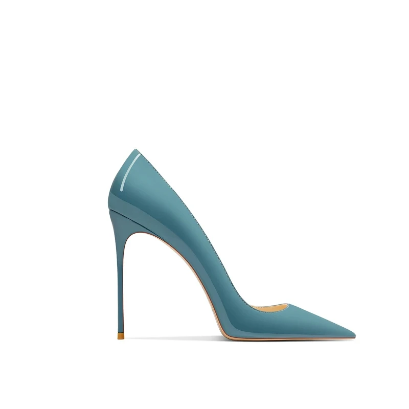 New slim toe pointed light mouth blue high heels for women, stunning high heels, comfortable single shoes for women