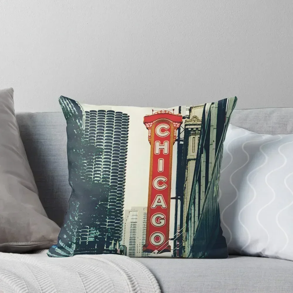 

Chicago Theatre Sign Throw Pillow Sofa Decorative Covers Bed pillowcases Custom Cushion Photo Rectangular Cushion Cover pillow