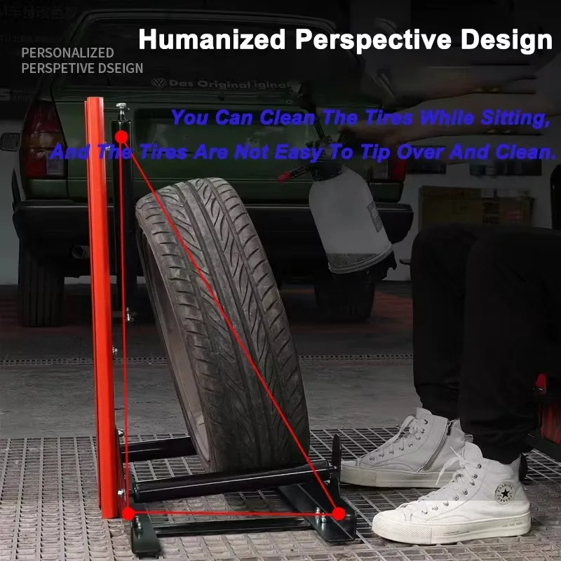 Soporte de acero para detalles de ruedas de coche, soporte de Metal para ruedas de detalles enrollables para lavado de ruedas de coche